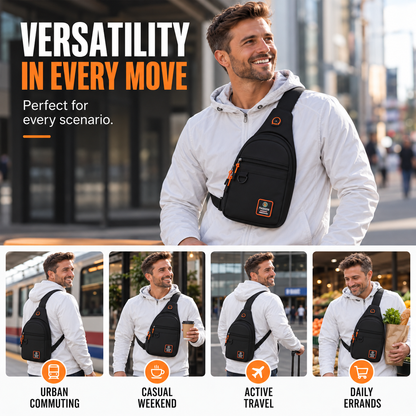 Men's Business Chest Bag Multi-layer One Shoulder Crossbody Bag