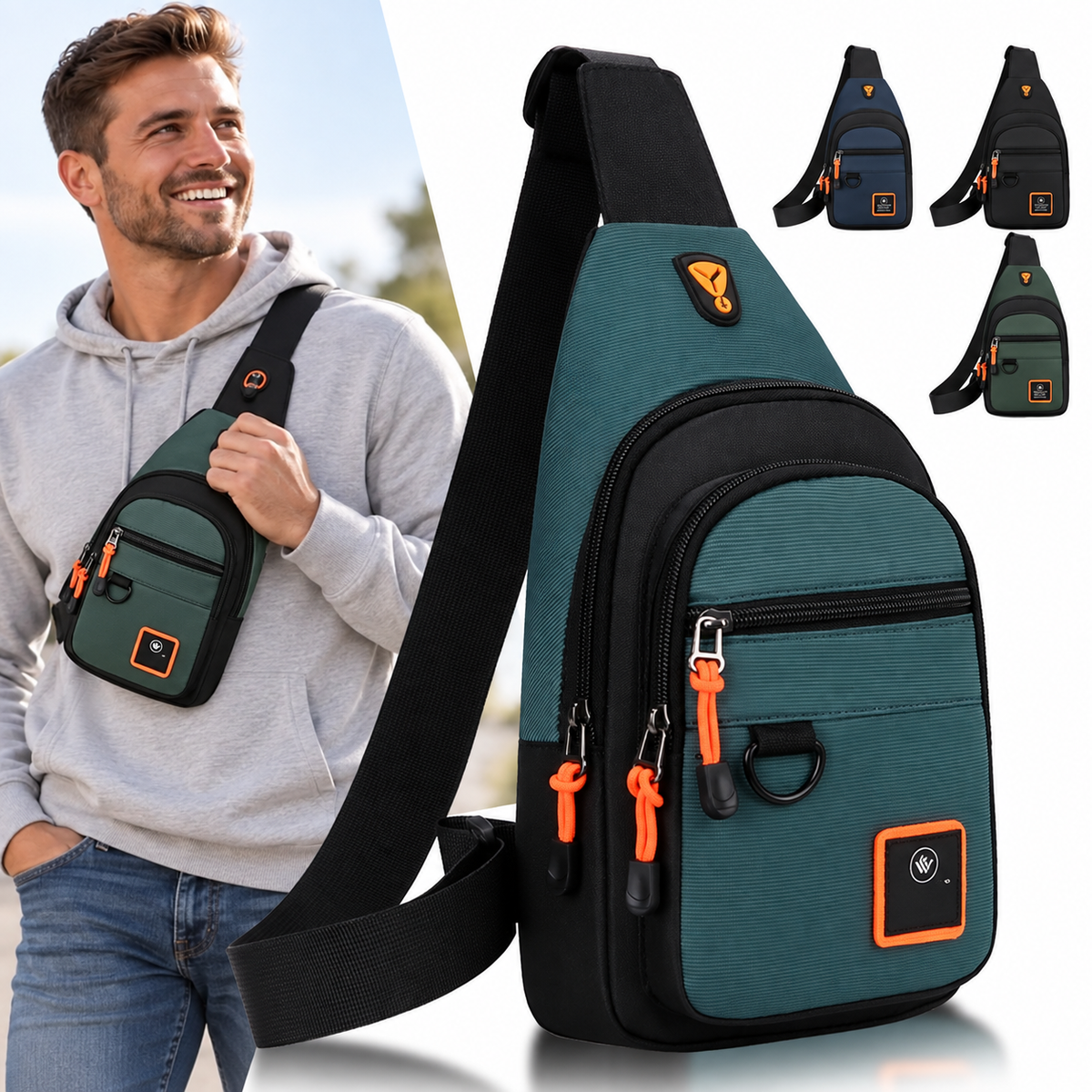 Men's Business Chest Bag Multi-layer One Shoulder Crossbody Bag
