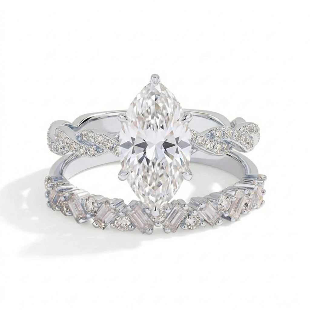 Twisted Band Marquise Cut Cubic Zirconia Ring