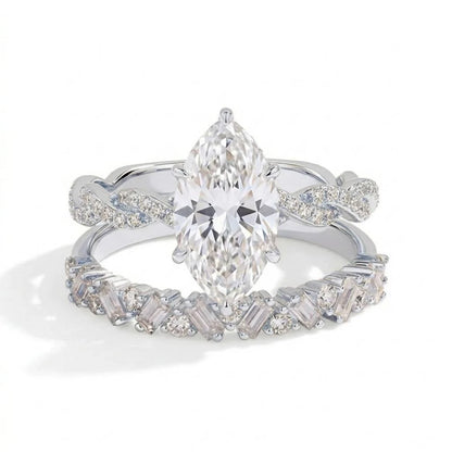 Twisted Band Marquise Cut Cubic Zirconia Ring