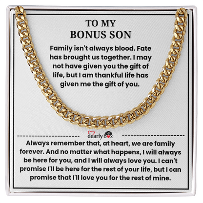 To My Bonus Son - "My Family Forever" Cuban Link Chain Gift