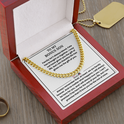 To My Bonus Son - "My Family Forever" Cuban Link Chain Gift